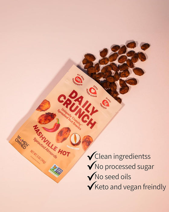 Daily Crunch Sprouted Almonds Nashville Hot 5 oz