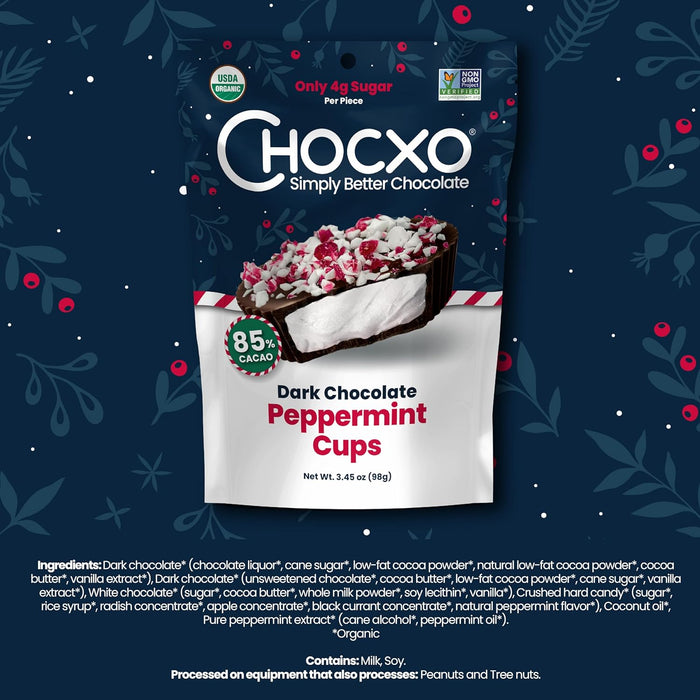 Chocxo Dark Chocolate Peppermint Cups 3.45 OZ