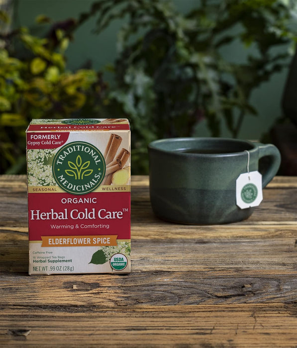 Traditional Medicinals  Organic Herbal Cold Care Tea Elderflower Spice  16 Ct