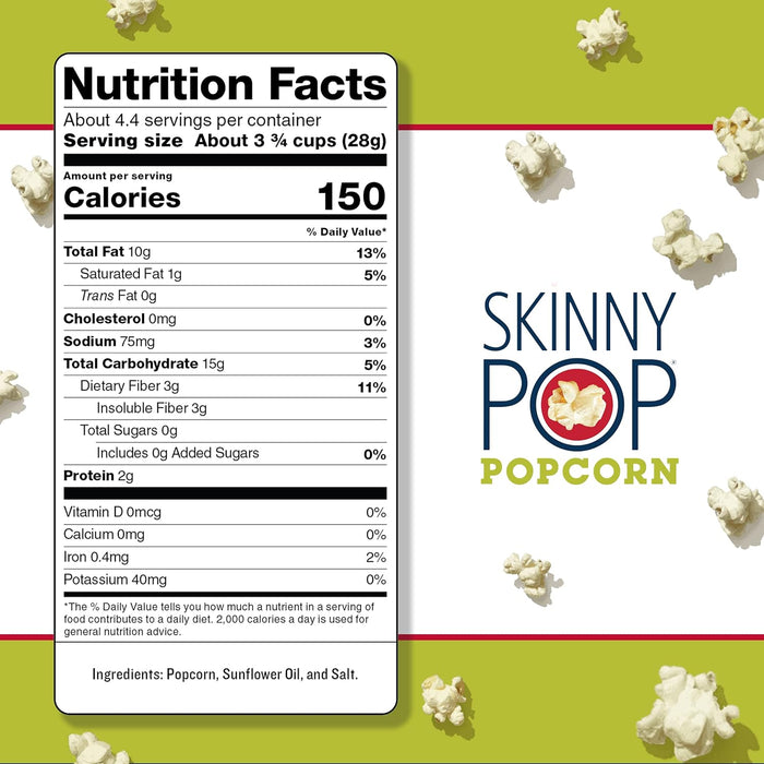 Skinnypop Popcorn  Skinny Pop Original  4.4 Oz