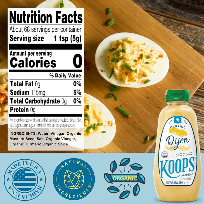 Koops' Organic Dijon Mustard Gluten Free 12 oz