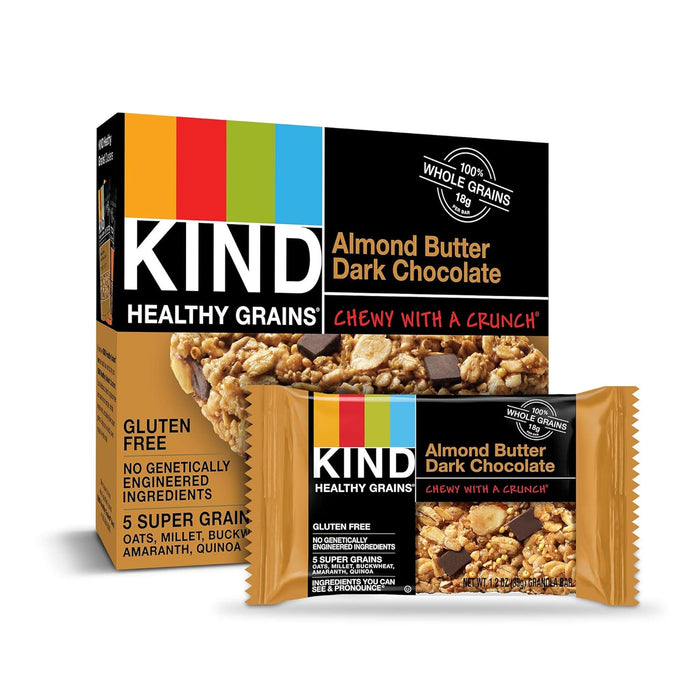 Kind  Healthy Grains Granola Bars Gluten Free Almond Butter Dark Chocolate   5/1.2 Oz