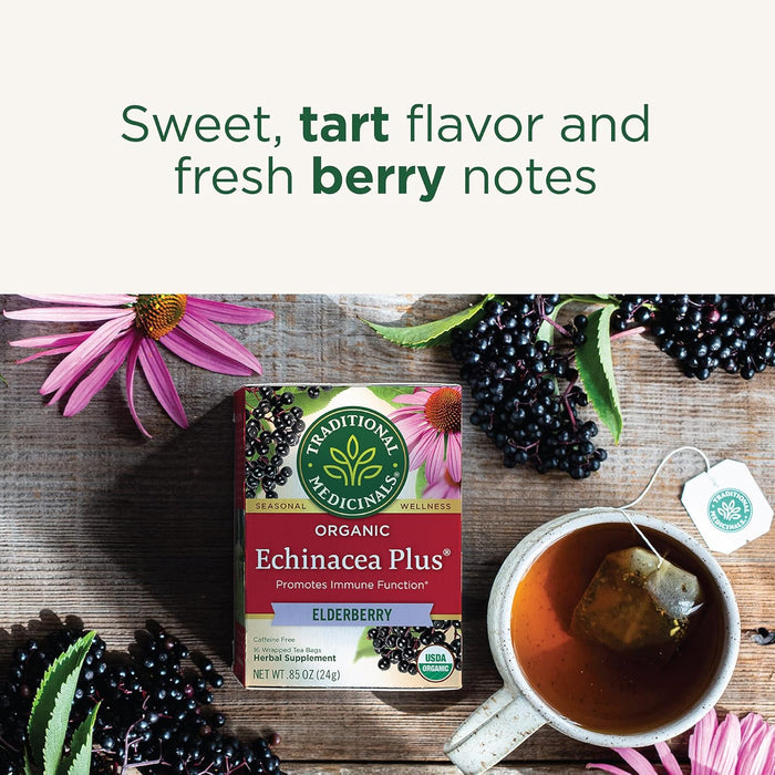 Traditional Medicinals  Organic Echinacea Elder Tea  Caffeine Free  16 Bag