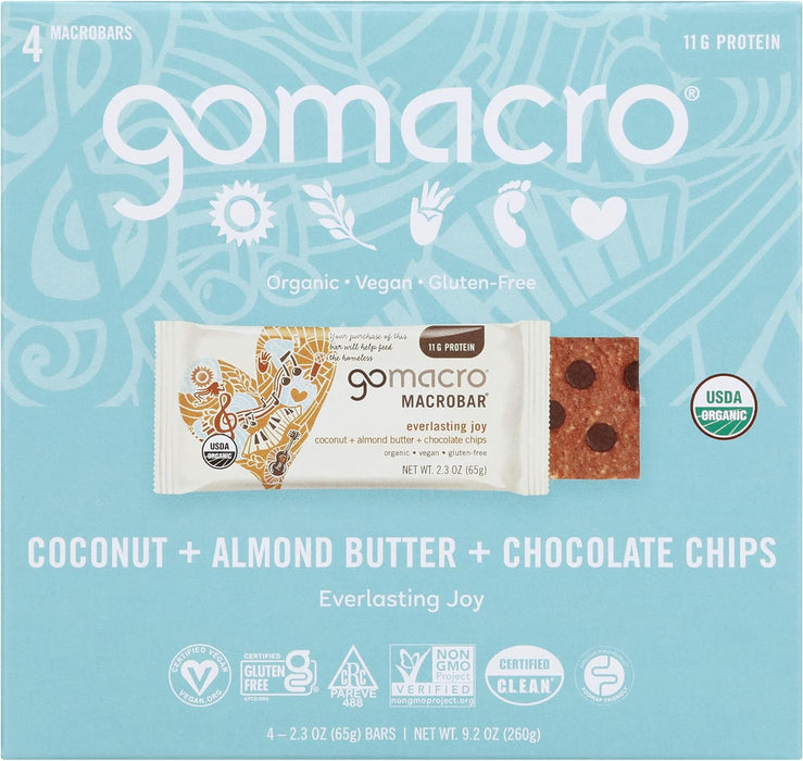 Gomacro  Organic Macrobar Coconut Almond Butter And Chocolate Chips   2.3 Oz