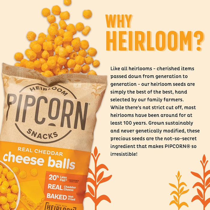 Pipcorn  Cheese Balls Cheddar  4.5 Oz