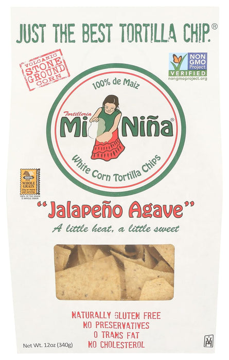 Mi Nina  White Corn Tortilla Chips With Jalapeno Aguave  12 Oz