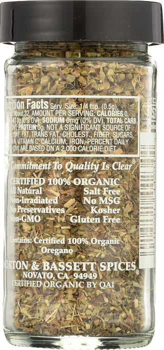 Morton & Bassett  100% Organic Oregano  .6 Oz