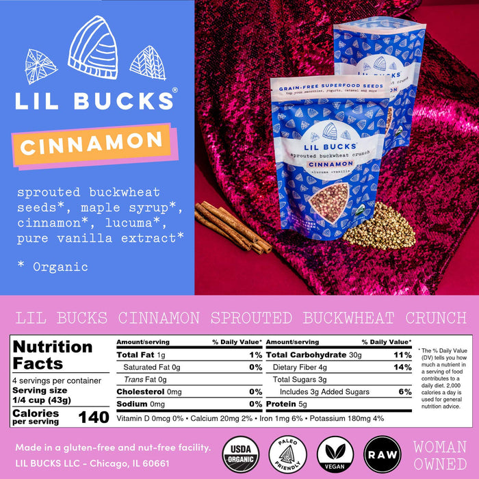 Lil Bucks  Buckwheat Sprouted Crunch Cinnamon   6 Oz