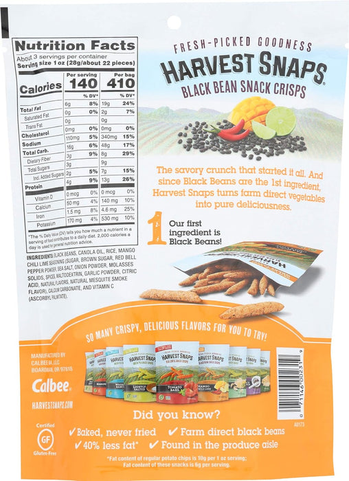 Harvest Snaps Sweet and Spicy Mango Chile Lime Black Bean Crisps 3 oz