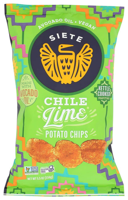 Siete Family Foods  Kettle Cooked Potato Chips Chile Lime  5.5 Oz