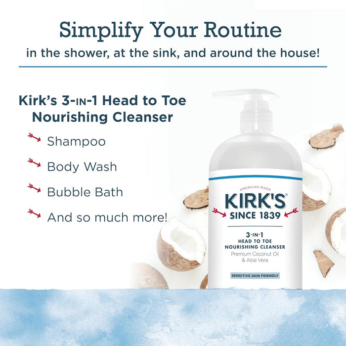 Kirk`S  3 In 1 Cleanser Original Fresh Scent  1 Each  32 Oz