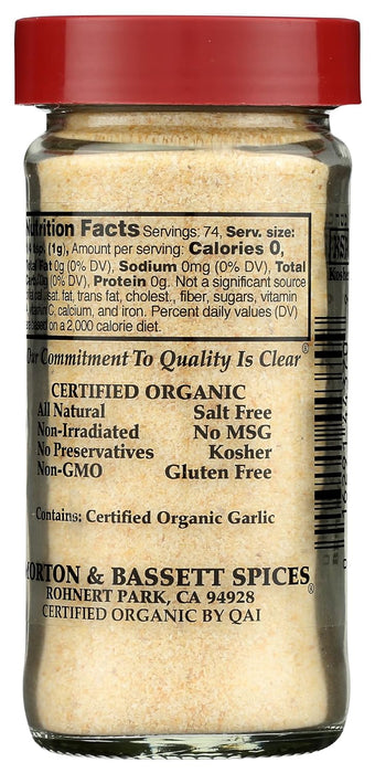 Morton & Bassett  Organic Garlic Powder  2.6 Oz