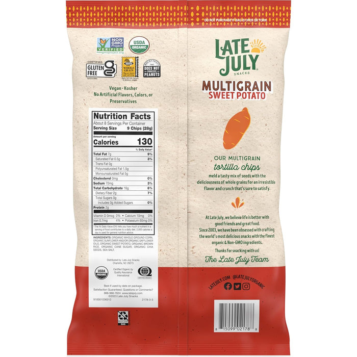 Late July  Tortilla Chips Multigrain Sweet Potato Organic   7.5 Oz