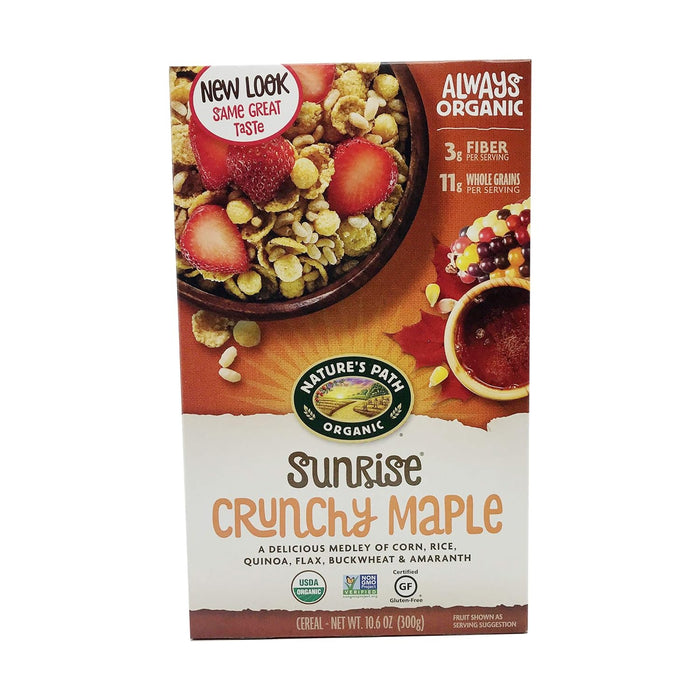 Nature'S Path  Organic Crunchy Sunrise Maple Cold Cereal Box   10.6 Oz