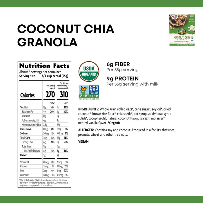 Nature'S Path  Cereal Organic Granola Coconut Chia Chia   12.34 Oz