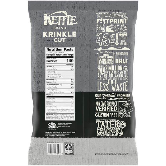 Kettle Brand  Krinkle Cut Salt & Fresh Ground Pepper Potato Chips  13 Oz