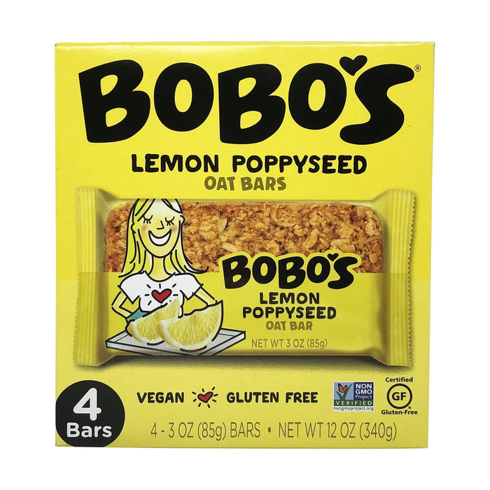 Bobo'S Oat Bars  Vegan Gluten Free Lemon Poppy Seed Oat Bars  4 Pack