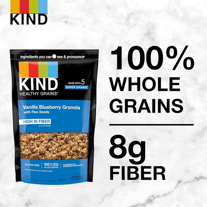 Kind Healthy Grains Clusters Flax Seeds Gluten Free Vanilla Blueberry 11 Oz