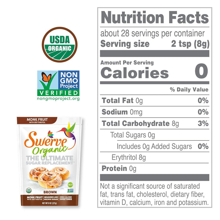 Swerve Organic Brown Sugar Replacement Sweetener 8 Ounce