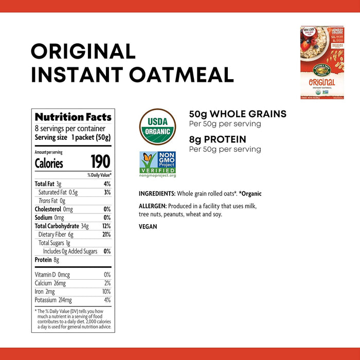 Nature'S Path  Organic Instant Oatmeal Original Pouch   14 Oz