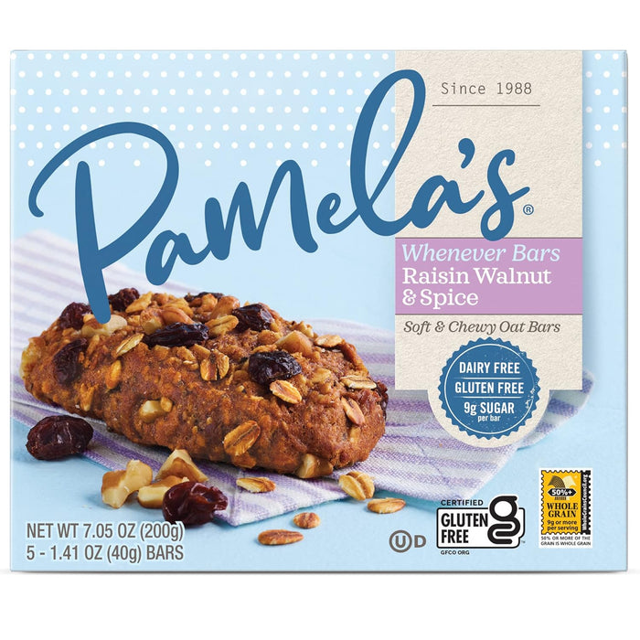 Pamela'S  Whenever Bars Oat Raisin Walnut Spice   5/1.41 OZ