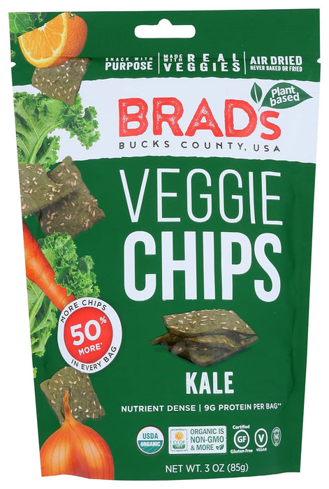 Brads Plant Based  Organic Veggie Chips Kale  3 Oz