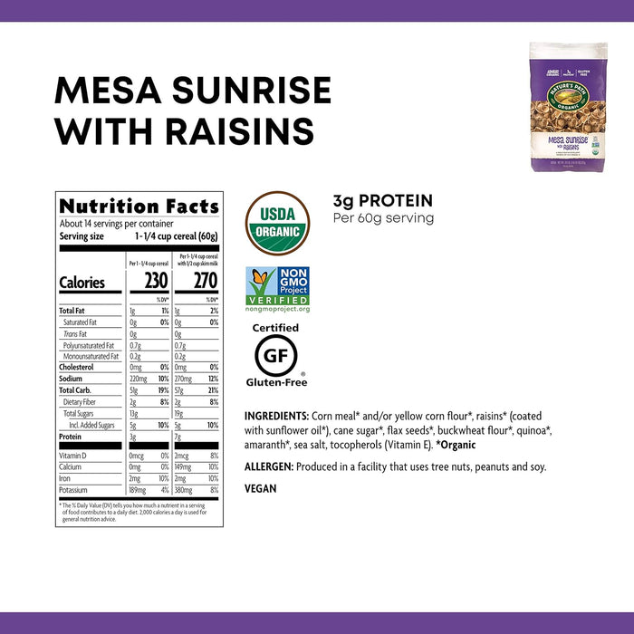 Nature'S Path  Organic Mesa Sunrise Flakes With Raisins   29.1 Oz