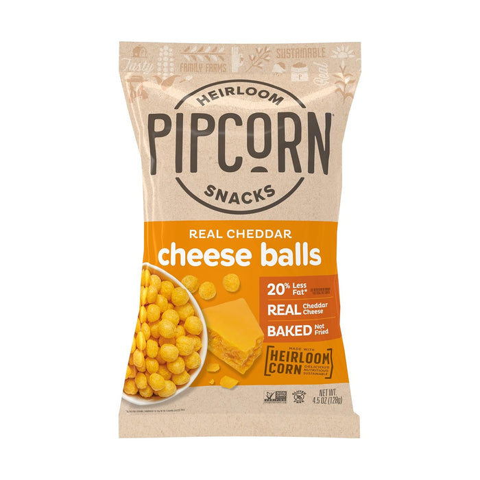 Pipcorn  Cheese Balls Cheddar  4.5 Oz