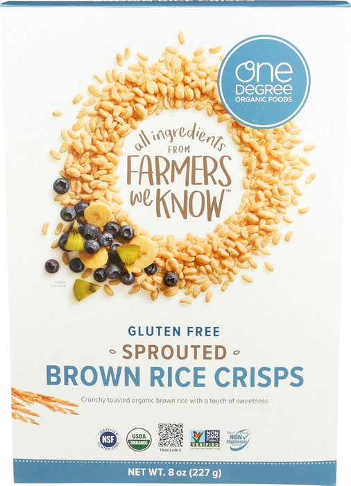 One Degree Organic Foods Gluten Free Sprouted Brown Rice Crisps Cereal 8 Oz