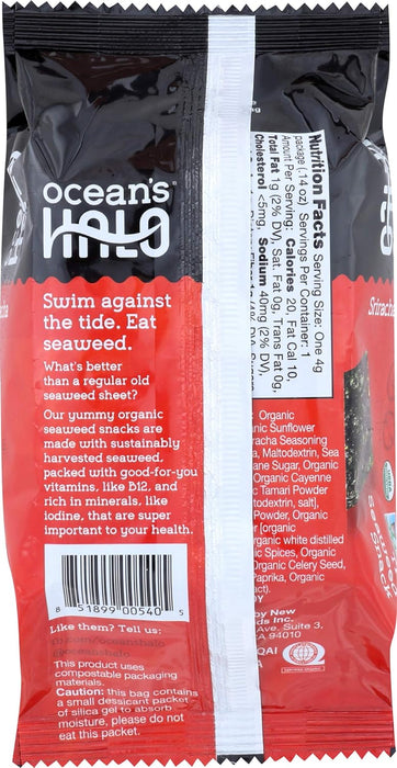 Ocean`S Halo  Organic Seaweed Sriracha Snack  .14 Oz