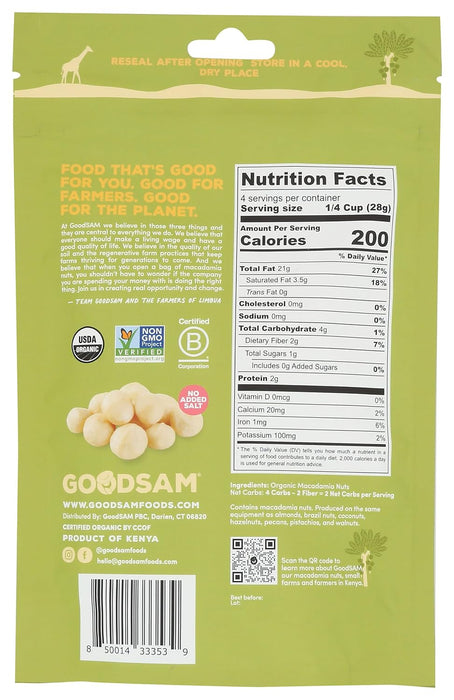 GoodSam Macadamia Nut Raw Unsalted 4 oz