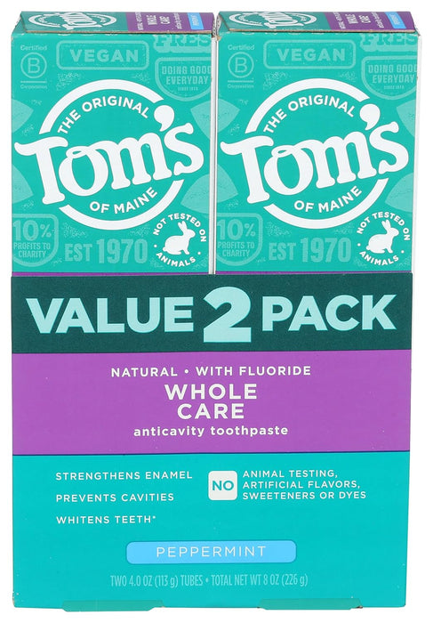 Tom'S Of Maine  Anticavity Toothpaste Whole Care Peppermint  Each  1 Each  2/4 Oz