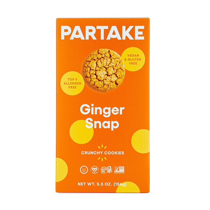 Partake Foods  Ginger Snap Crunchy Cookies Vegan Gluten Free  5.5 Oz