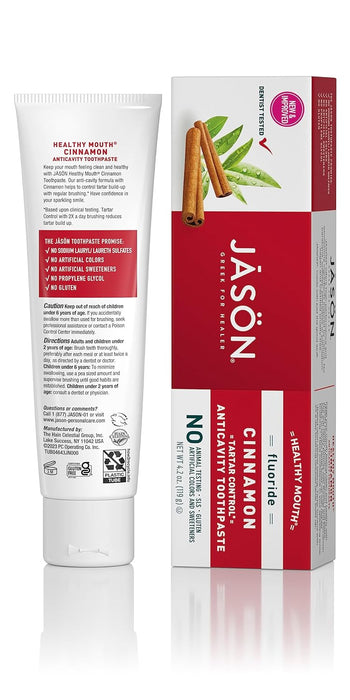 Jason Healthy Cinnamon Mouth Toothpaste with Fluoride 4.2 oz