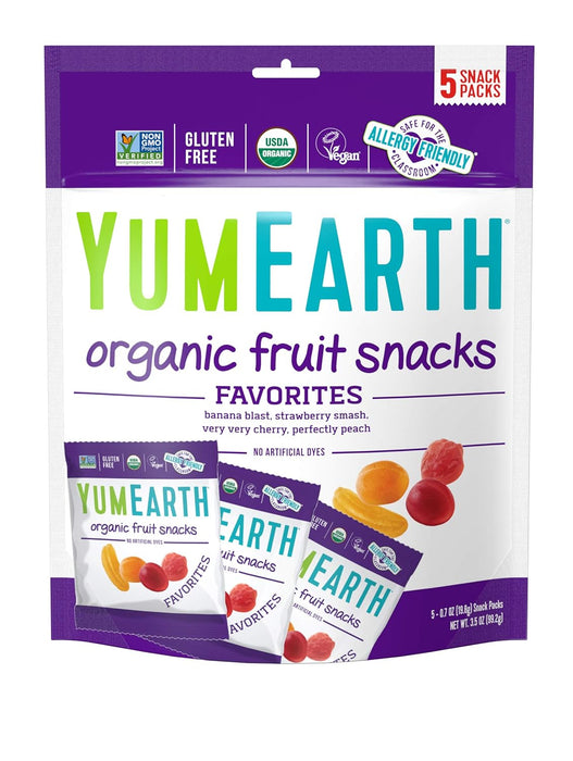 YumEarth Organic Fruit Snacks Banana Peach Cherry Pomegranate 3.5 oz