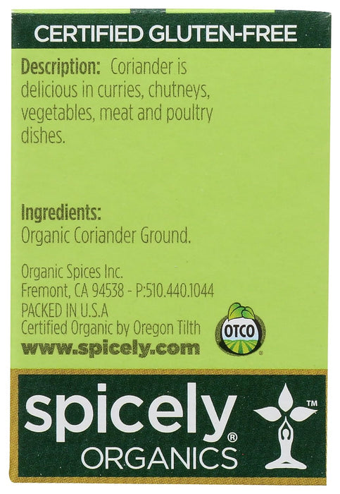 Spicely Organics  Organic Coriander Ground  .45 Oz