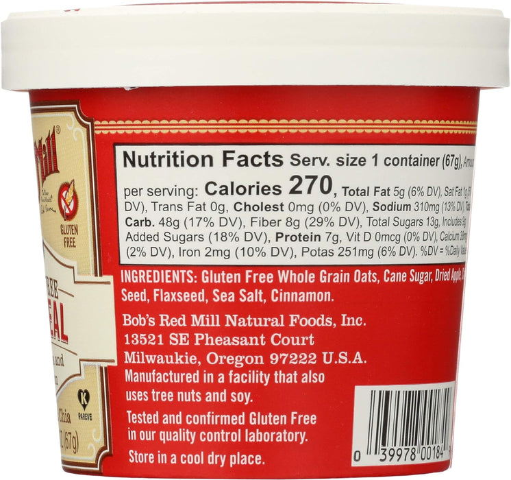 Bob'S Red Mill  Gluten Free Oatmeal Cup Apple And Cinnamon   2.36 Oz