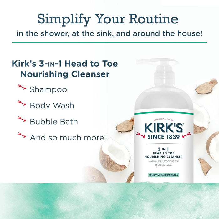 Kirk`S  Natural Head To Toe Cleanser Eucalyptus And Mint  1 Each  32 Oz