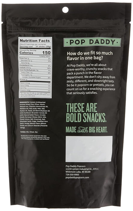 Pop Daddy  Garlic Parmesan Pretzel Sticks  7.5 Oz