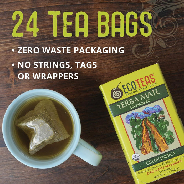 Eco Teas Organic Yerba Mate Unsmoked Green Energy 24 Bag