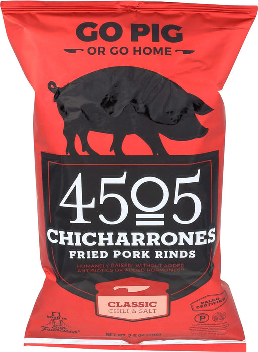 4505 Meats  Chicharrones Fried Pork Rinds Chili Salt  2.5 Oz