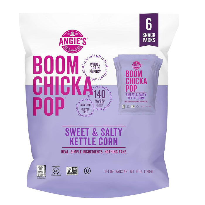 Angie'S  Boom Chicka Pop Sweet & Salty Kettle Corn Snack Packs 6 Bags  6/1 Oz