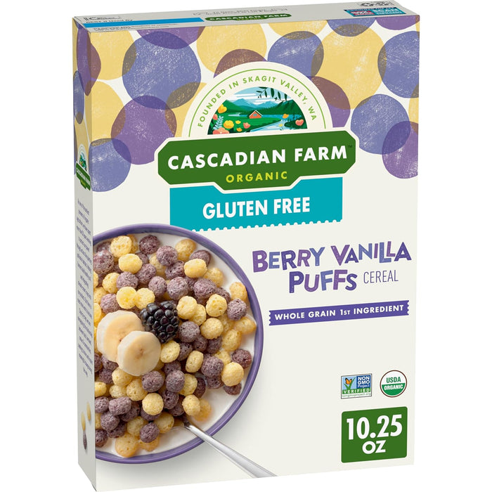 Cascadian Farm  Cereal Organic Berry Vanilla Puffs   10.25 Oz