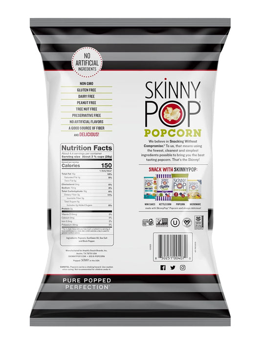 Skinnypop Popcorn   Sea Salt And Black Pepper  4.4 Oz