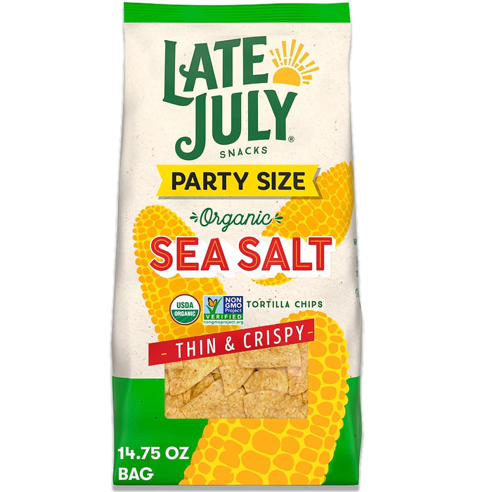 Late July  Thin & Crispy Tortilla Chips Sea Salt Organic Party Size  14.75 Oz