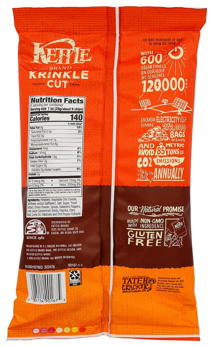 Kettle Brand  Krinkle Cut Potato Chips Habanero Lime  5 Oz