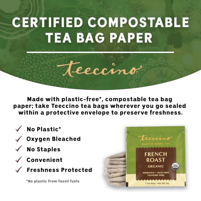 Teeccino  French Roast Herbal Coffee Dark Roast 10 Tea Bags  10 Bag