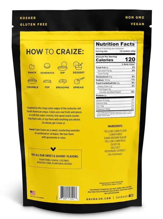 Craize  Toasted Corn Crackers  Sweet Corn  4 Oz