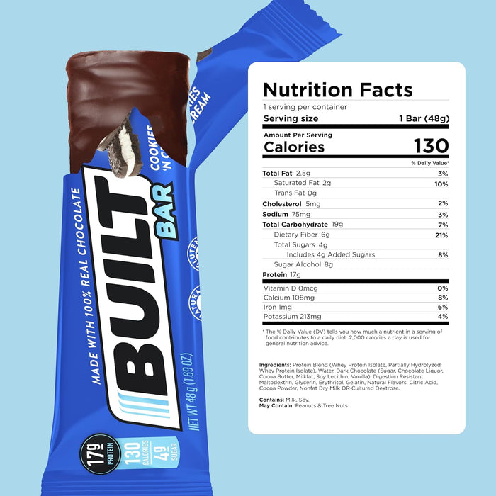 Built Brands Protein Bar Cookies N Cream 1.73 OZ