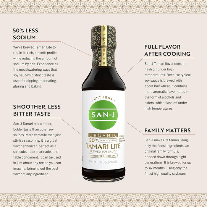 San J Tamari Soy Sauce Lite 50% Less Sodium 10 fl